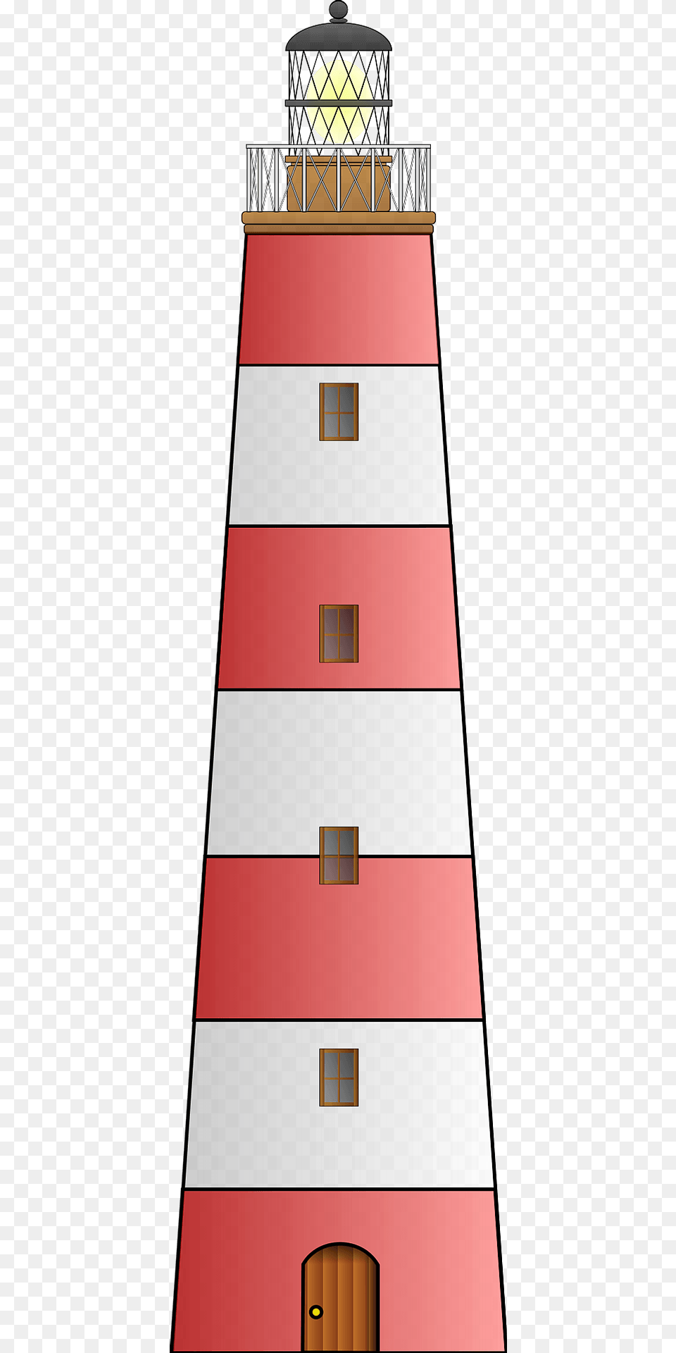 Red And White Horizontal Stripe Lighthouse Clipart, Architecture, Building, Tower, Beacon Png Image