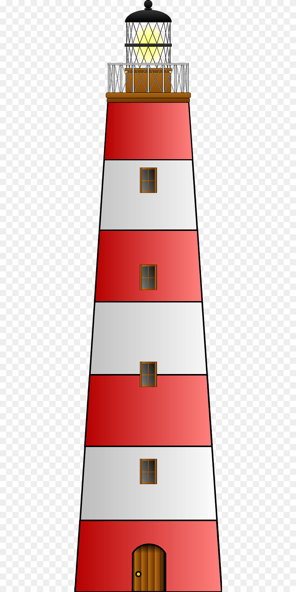 Red And White Horizontal Stripe Lighthouse Clipart, Architecture, Building, Tower, Beacon Png Image