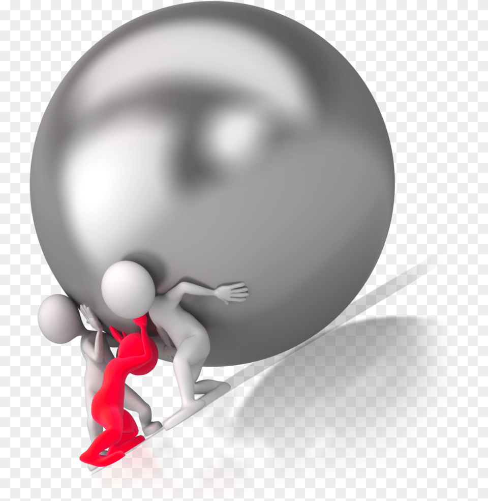 Red And White Man Team Push Ball 3d Man Pushing Ball, Sphere, Balloon, Baby, Person Png