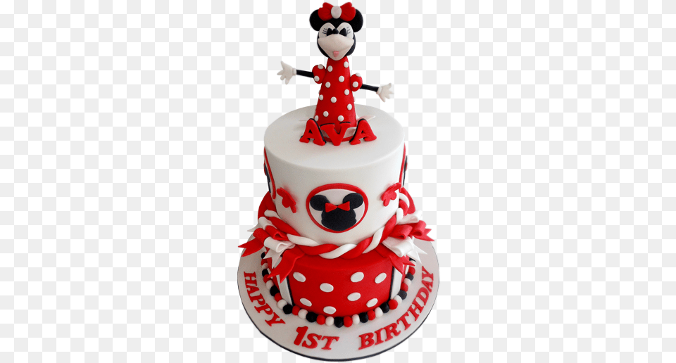 Red And White Minnie Mouse Cake, Birthday Cake, Cream, Dessert, Food Free Png
