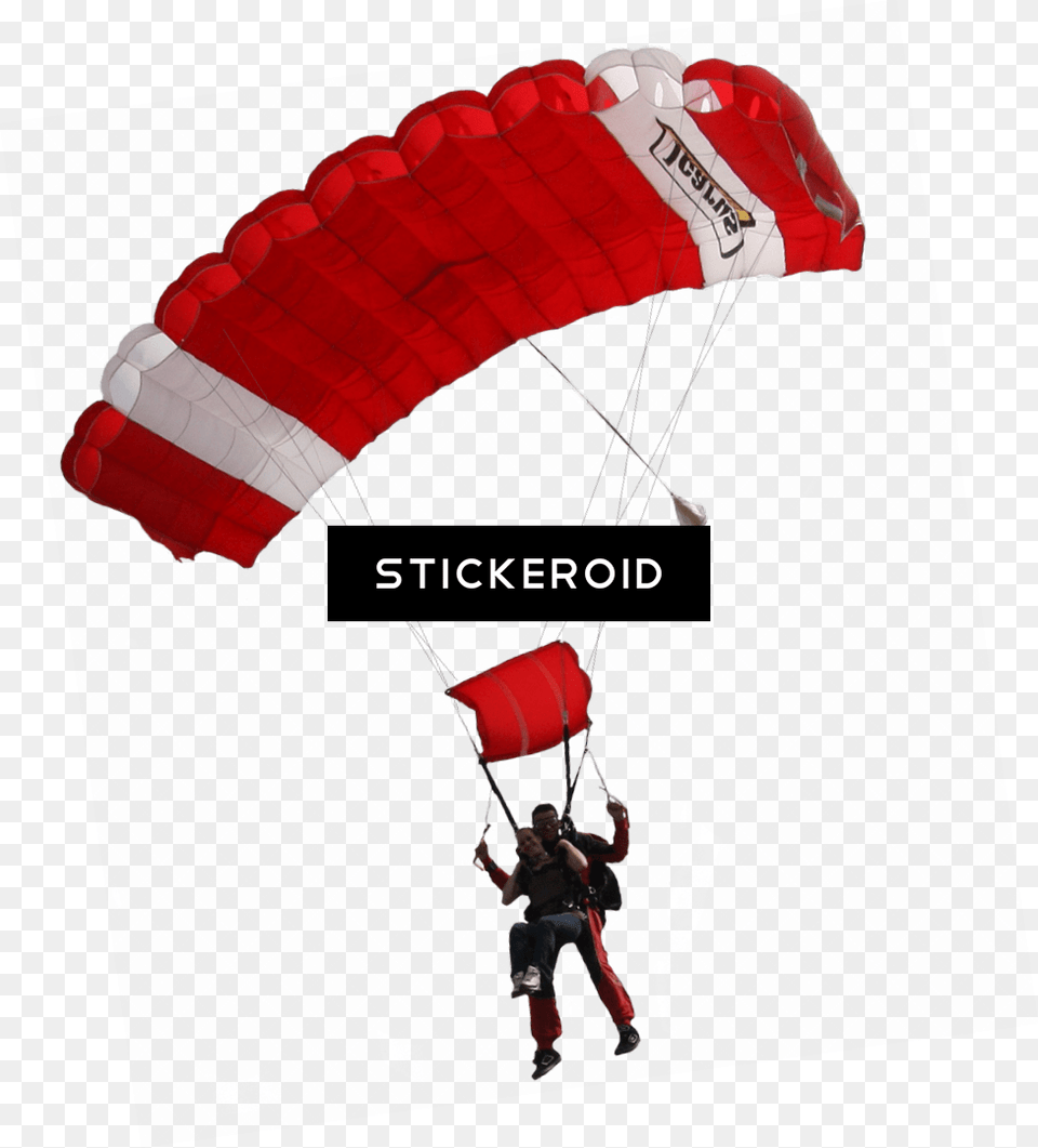 Red And White Parachute Download Skydiving, Adult, Male, Man, Person Png Image