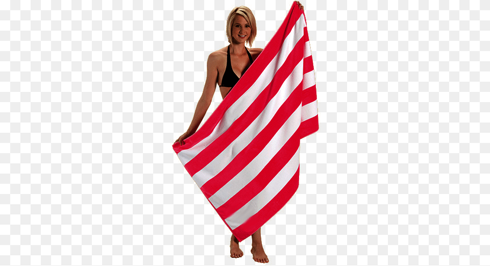 Red And White Striped Beach Towels, Adult, Female, Person, Woman Png Image