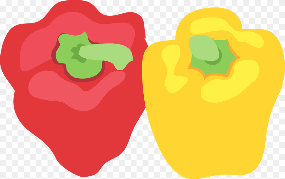 Red And Yellow Bell Peppers Clipart, Bell Pepper, Food, Pepper, Plant Png Image