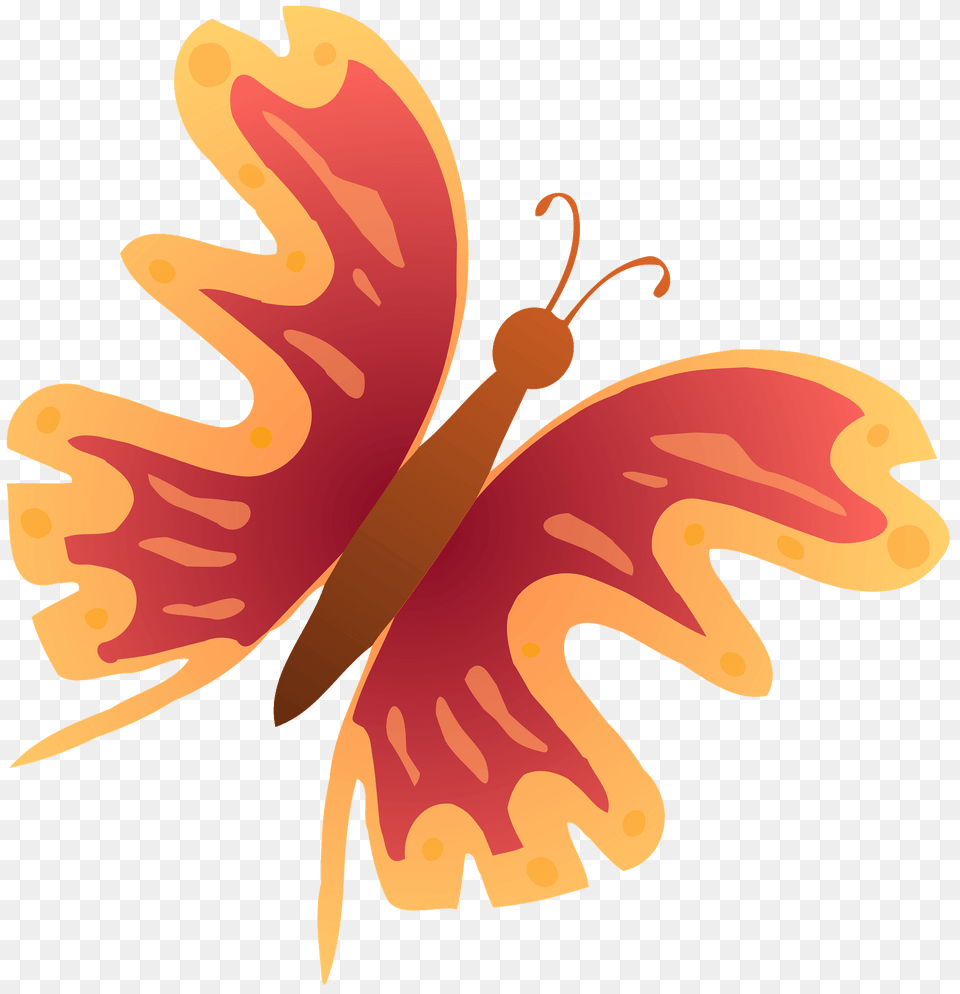 Red And Yellow Butterfly Wings Opne Clipart, Anther, Flower, Plant, Hibiscus Png Image