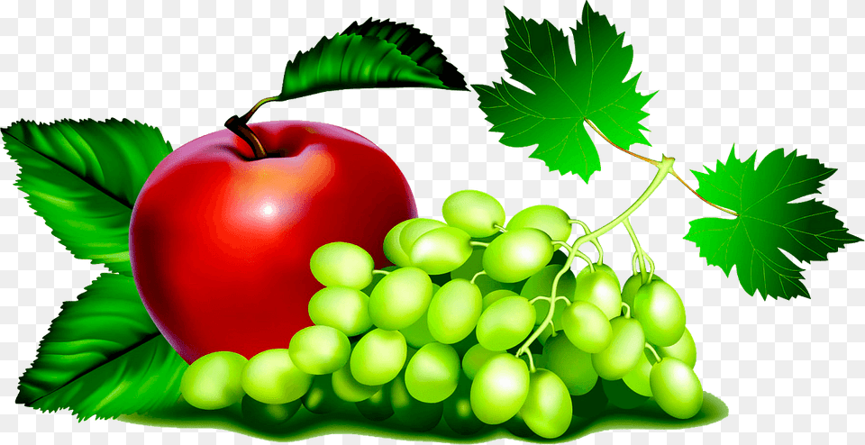 Red Apple And Green Grapes Clipart, Food, Fruit, Plant, Produce Free Png Download
