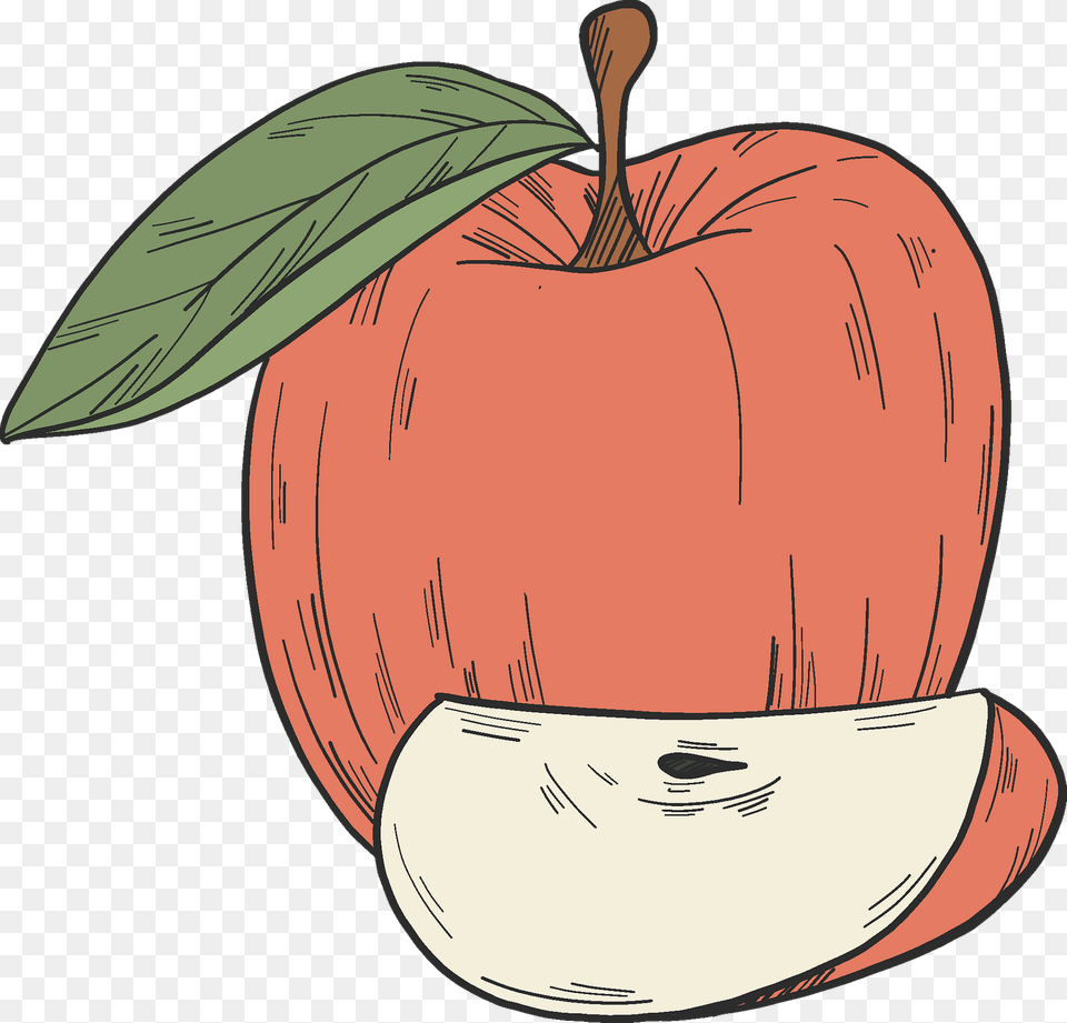 Red Apple And Slice Clipart, Food, Fruit, Plant, Produce Png