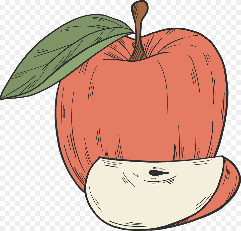 Red Apple And Slice Clipart Superfood, Food, Fruit, Plant, Produce Png