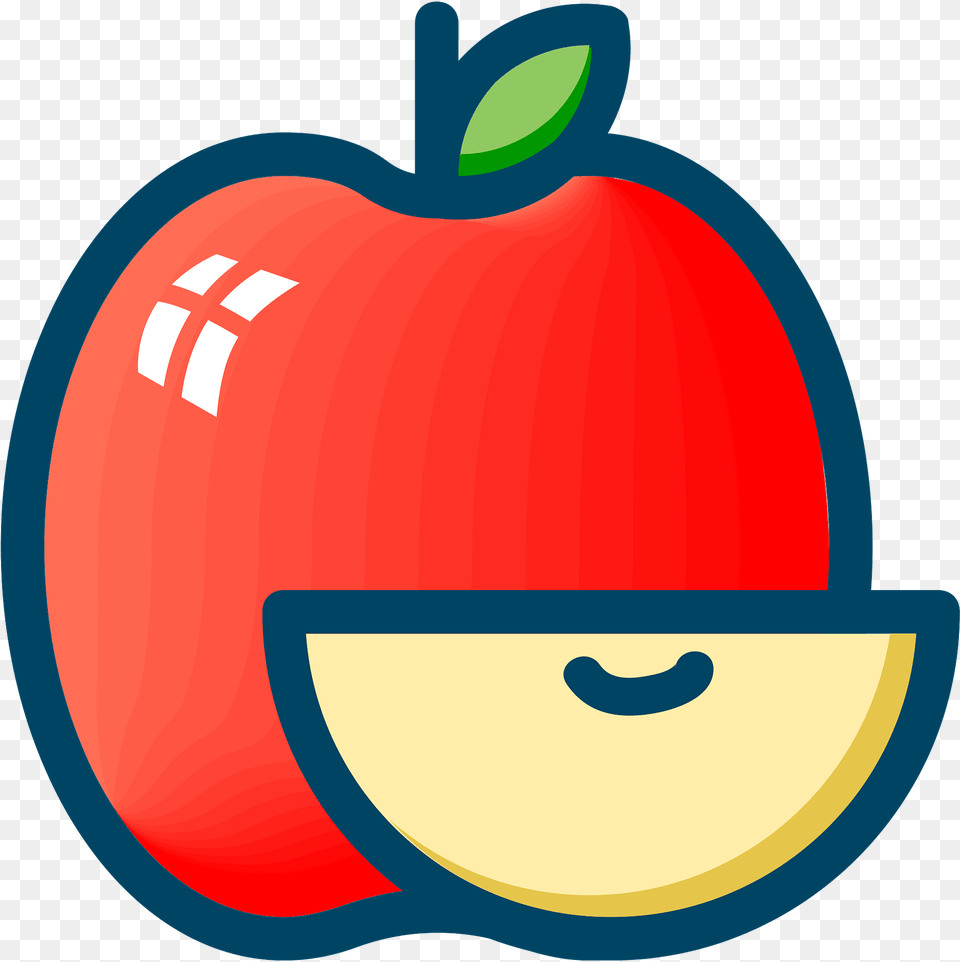 Red Apple And Slice Outlined In Blue Clipart Download Clip Art, Food, Fruit, Plant, Produce Free Png