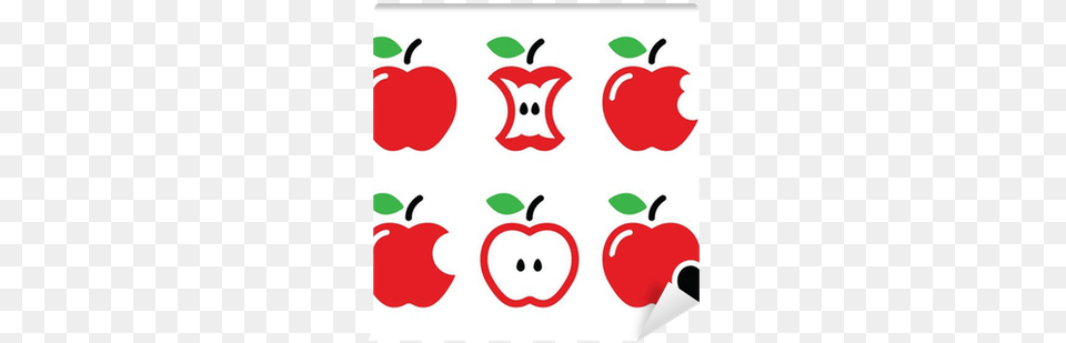 Red Apple Apple Core Bitten Half Vector Icons Wall Cute Apple Vector, Food, Fruit, Plant, Produce Png Image