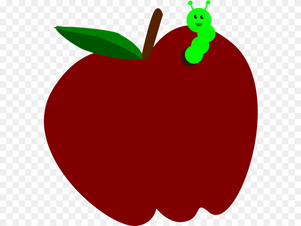 Red Apple Fruit Big Apple With Worm, Food, Plant, Produce, Berry Free Png Download