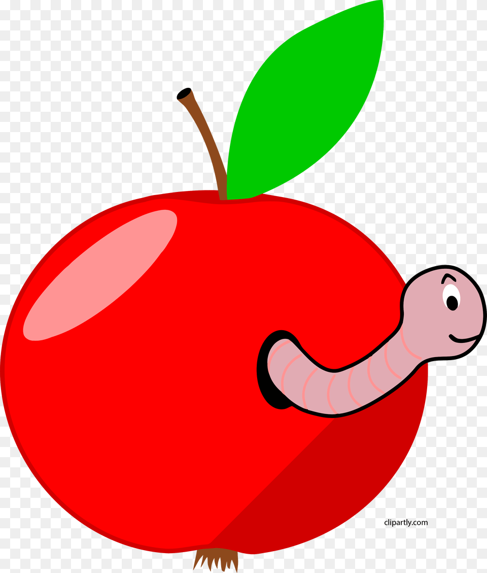 Red Apple With A Worm Worm In An Apple Gif Clipart Full Apple With A Worm, Food, Fruit, Plant, Produce Free Png Download