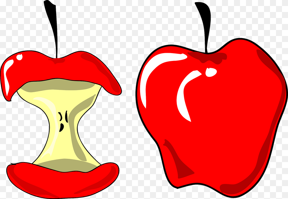 Red Apples Whole And Core Clipart, Apple, Food, Fruit, Plant Free Png Download