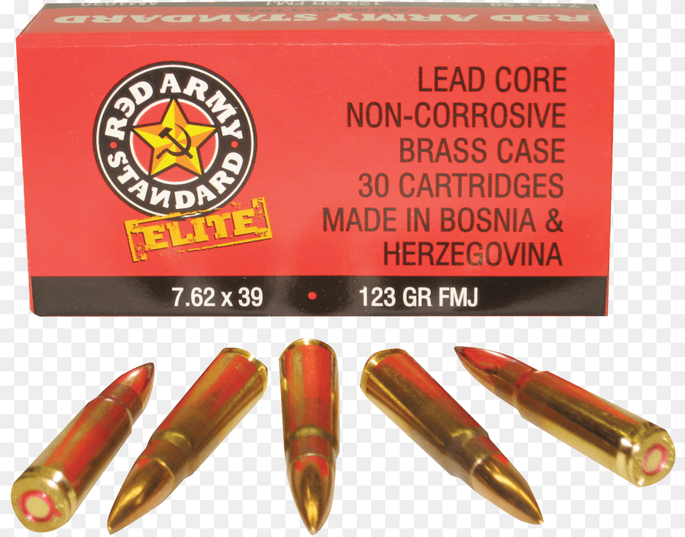 Red Army Standard By Cia Red Army Standard Am2031b 762x39mm 122 Gr Fmj 20, Ammunition, Weapon, Bullet Free Transparent Png