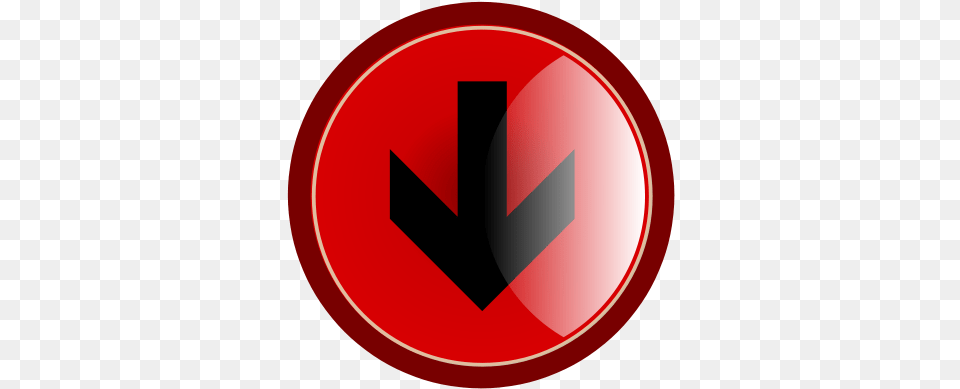 Red Arrow Down Clipartsco Red Down Arrow Button, Sign, Symbol, Road Sign, Disk Free Transparent Png