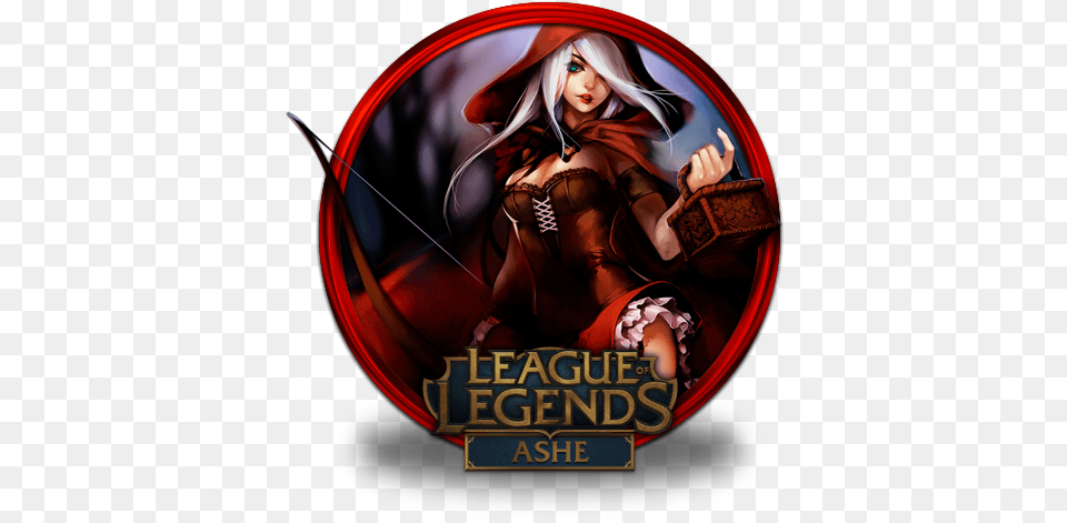 Red Ashe Free Icon Of League Legends Gold Border Icons Wallpaper, Book, Comics, Publication, Adult Png Image