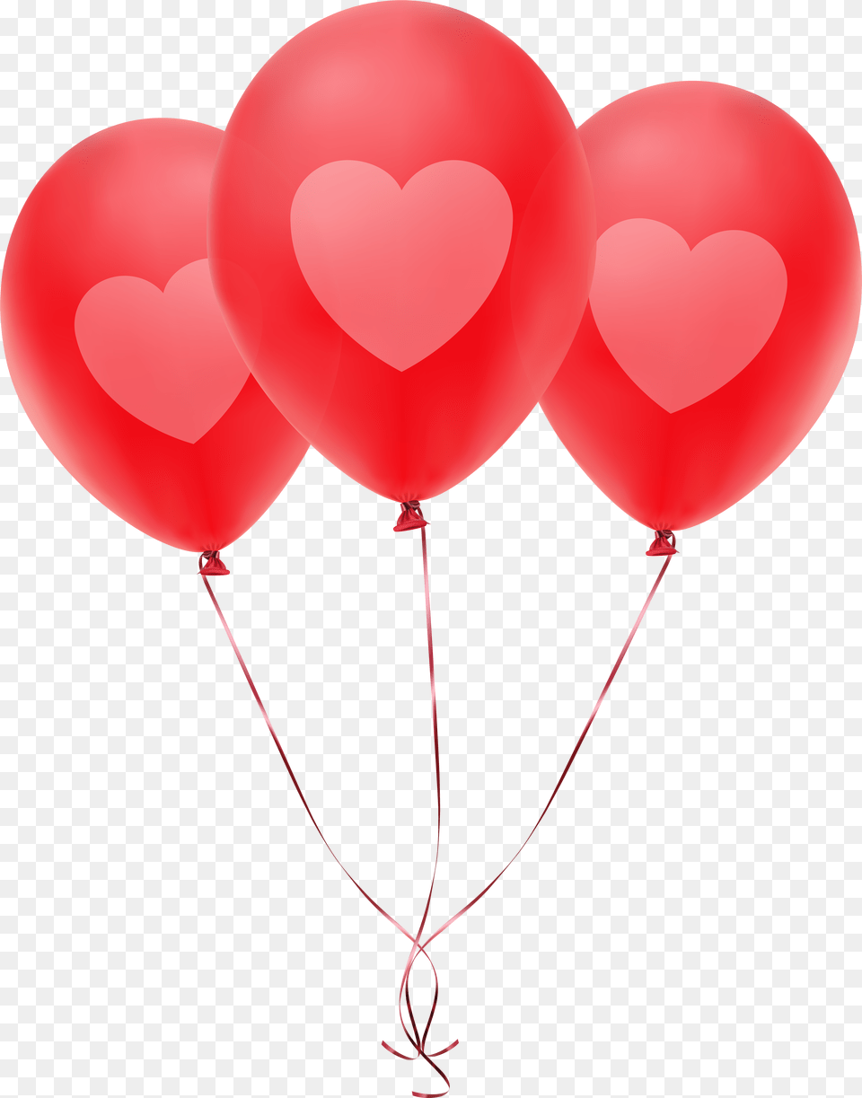 Red Balloons With Heart Clip Art Image, Balloon Png
