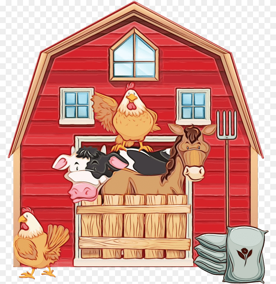 Red Barn Picture Barn With Farm Animals Clipart, Rural, Outdoors, Nature, Countryside Free Png Download