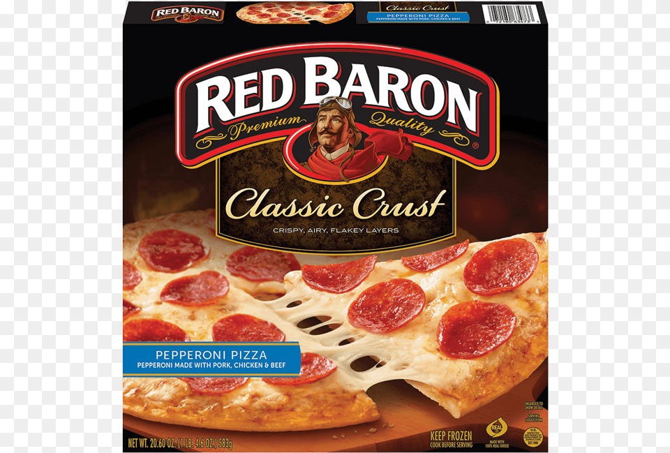 Red Baron Classic Pizza Red Baron Pizza Box, Poster, Advertisement, Food, Person Png