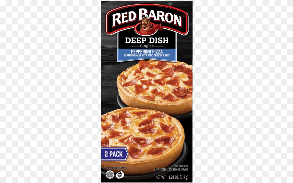 Red Baron Single Serve Frozen Pizza Red Baron Deep Dish Pizza, Advertisement, Food, Poster, Person Free Transparent Png