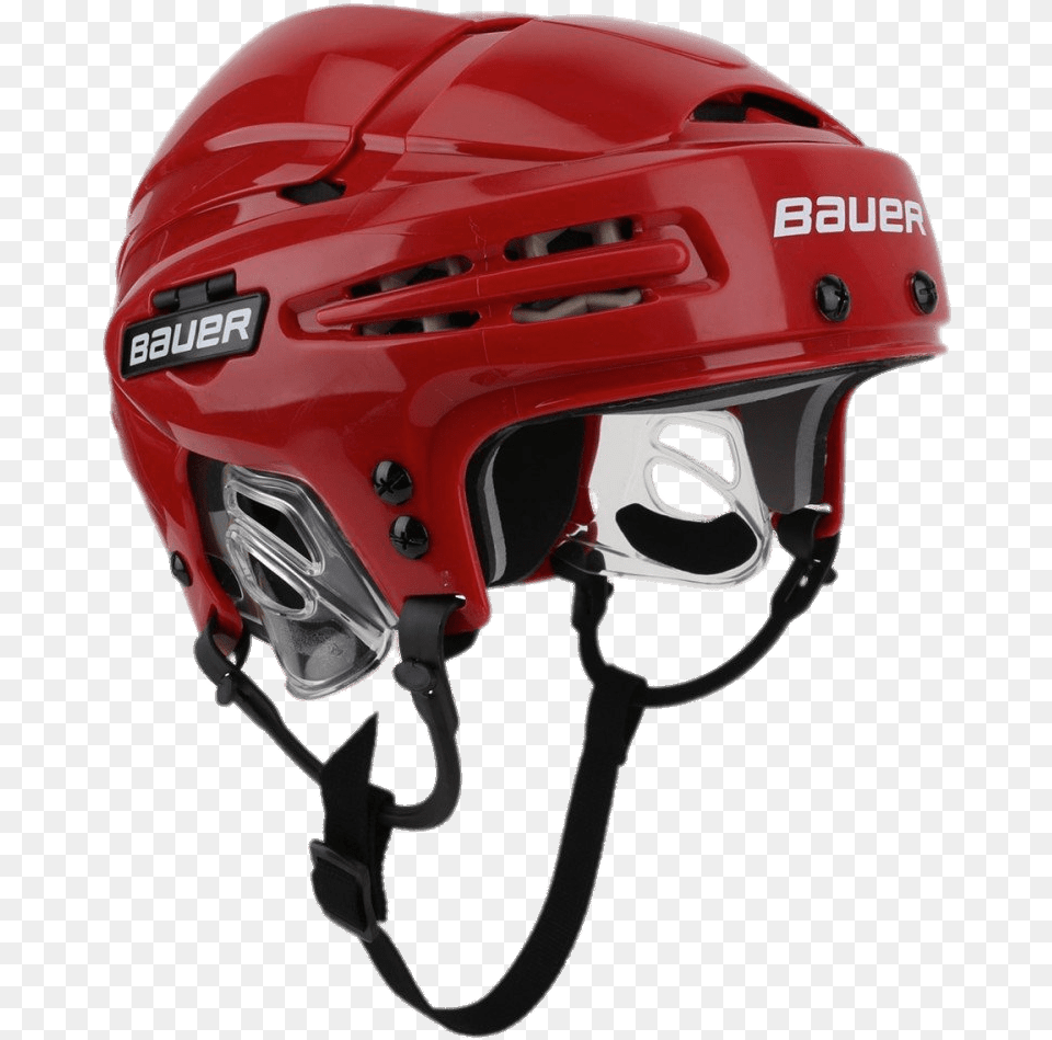 Red Bauer Hockey Helmet Ice Hockey Helmet, Clothing, Crash Helmet, Hardhat Png Image