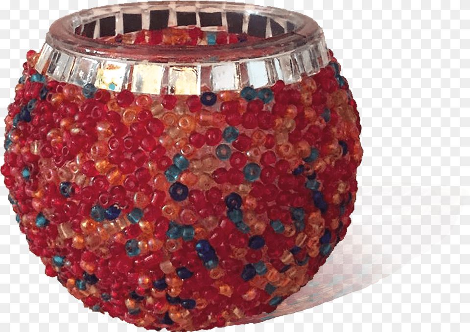 Red Beaded Glass Candle Holder Glass Png