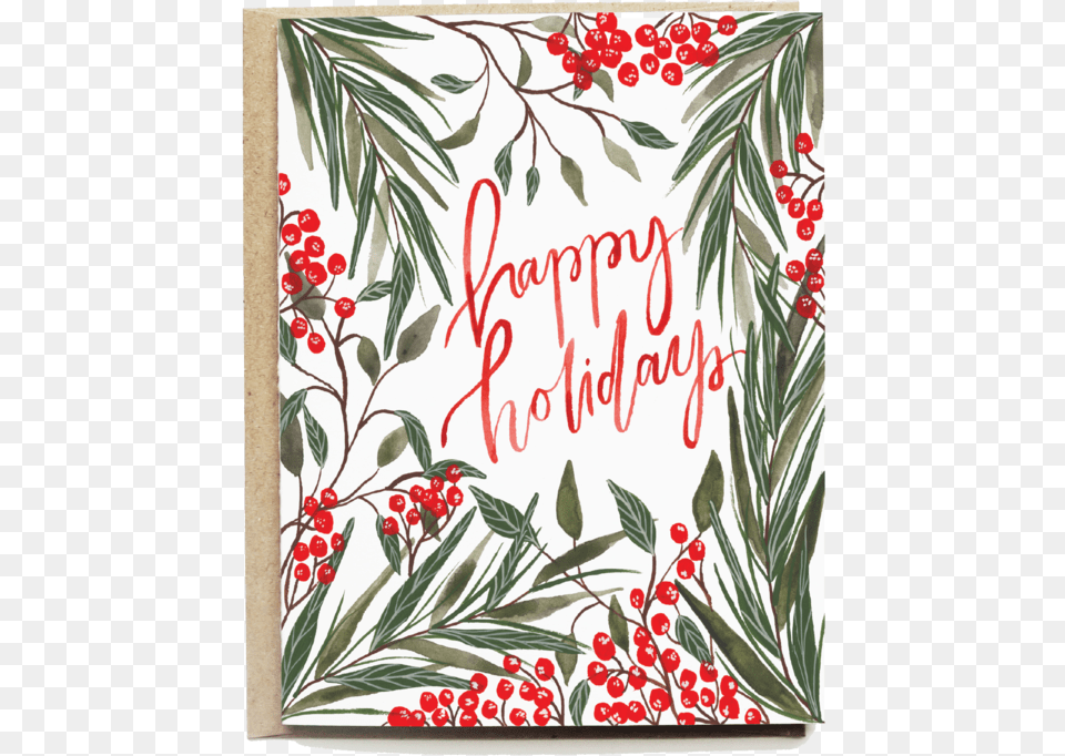 Red Berries Holiday Card Christmas Card, Envelope, Greeting Card, Mail, Art Png