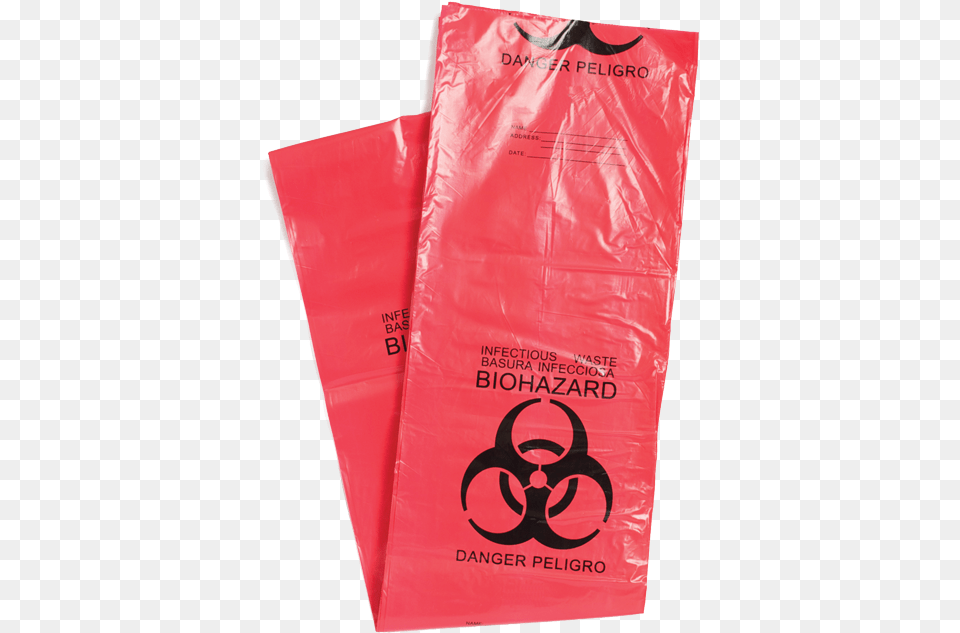 Red Biohazard Infectious Waste Bags Biohazard Symbol, Bag, Plastic, Plastic Bag Png