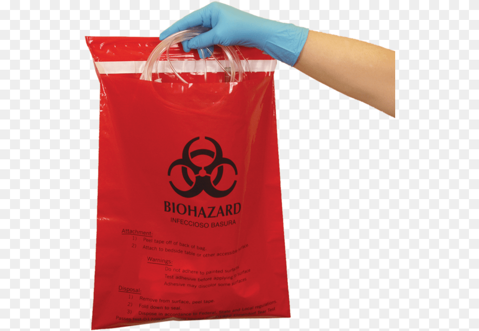 Red Biohazard Stick On Bags, Bag, Clothing, Glove, Plastic Free Png Download