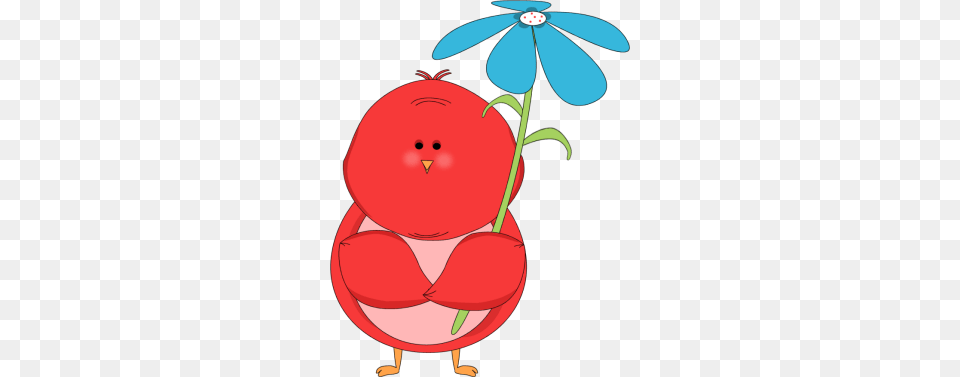 Red Bird Holding A Blue Flower Clip Art, Baby, Person, Food, Fruit Free Transparent Png