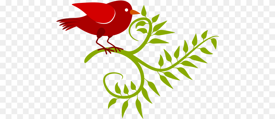 Red Bird In A Branch Svg, Art, Graphics, Animal, Floral Design Free Png