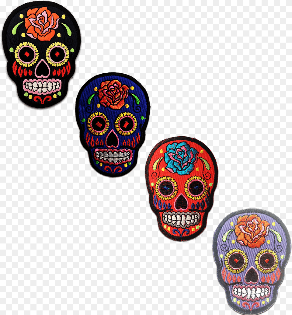 Red Blue And Yellow Sugar Skull, Sticker, Face, Head, Person Free Transparent Png