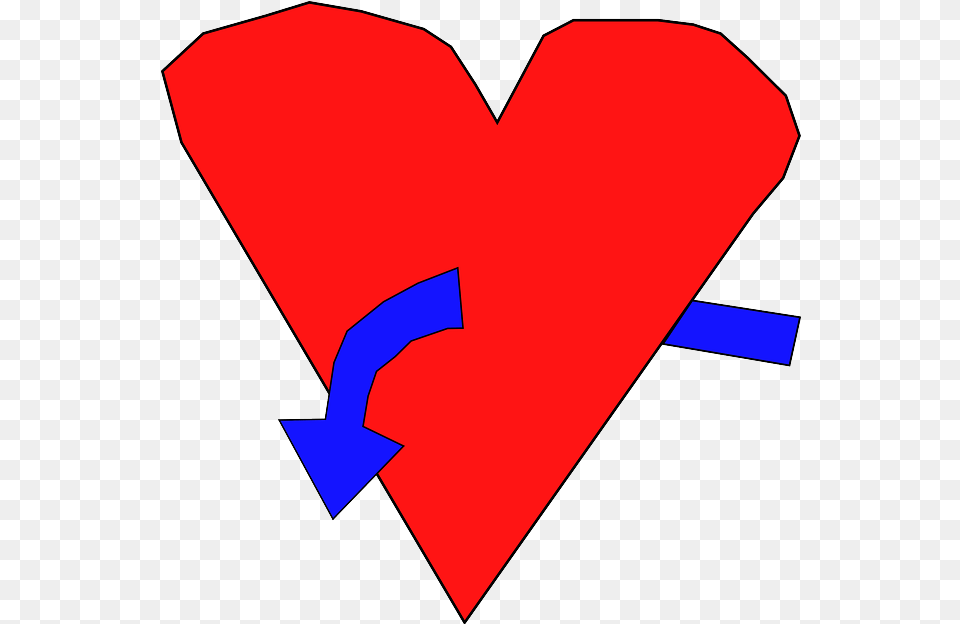 Red Blue Arrow Drawing Heart Hart Curved With Image Clip Art, Dynamite, Weapon Free Png Download