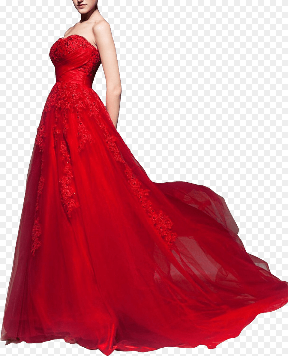 Red Bridal Gowns Photo Background Red Flowing Wedding Dress, Clothing, Evening Dress, Fashion, Formal Wear Png Image
