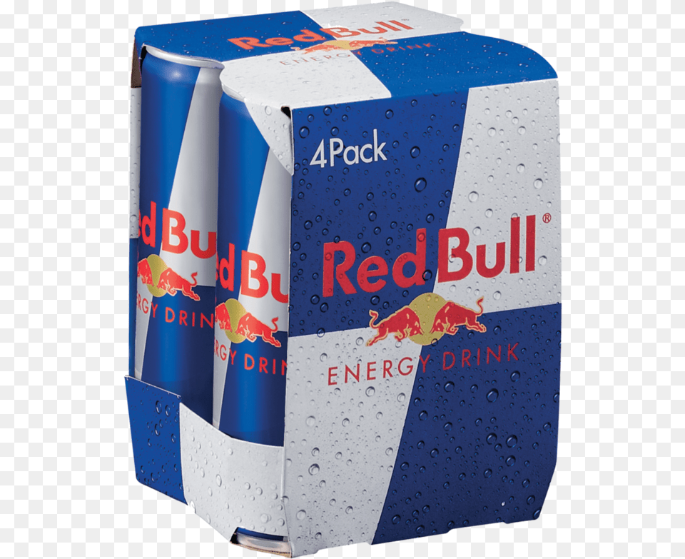 Red Bull Can Pack 4 X 250ml Red Bull Energy Drink 4 Pack 12 Fl Oz Cans, Box, Alcohol, Beer, Beverage Png Image