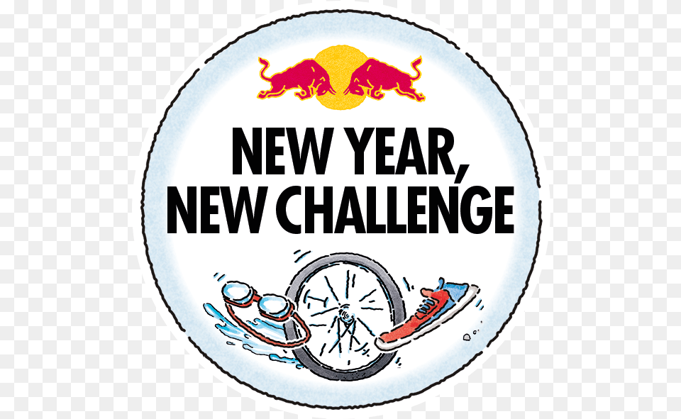 Red Bull New Year Challenge Strava Challenges Red Bull, Machine, Spoke, Logo, Wheel Png