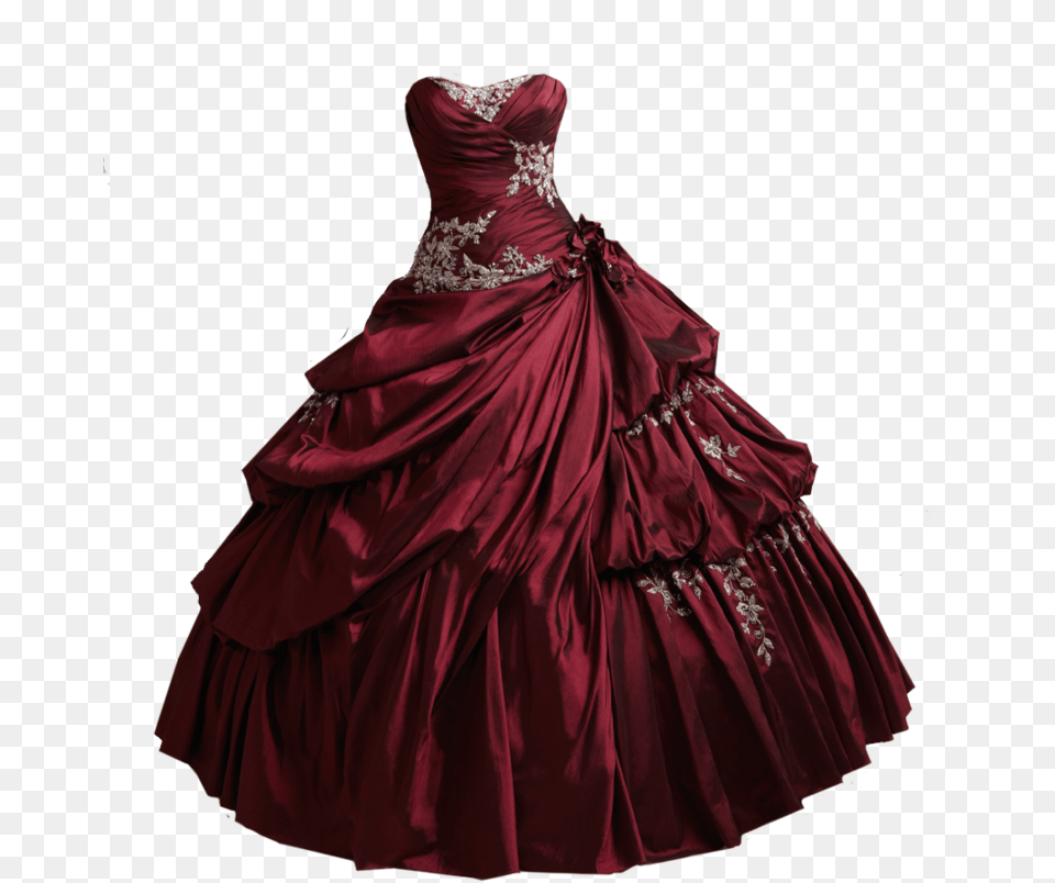 Red Burgundy Ball Gown By Prom Corset Strapless Ball Gown, Wedding Gown, Clothing, Dress, Evening Dress Png
