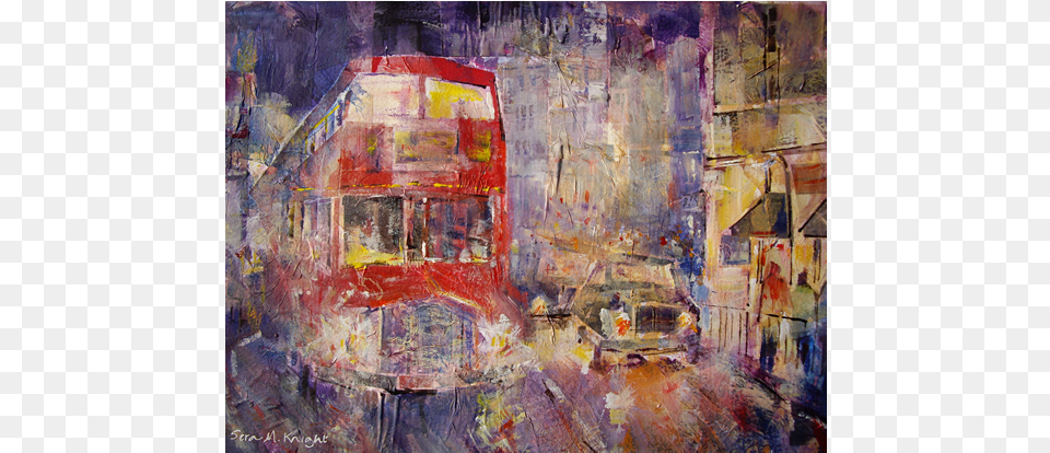 Red Bus In London England At Night London Bus Art, Painting, Transportation, Vehicle Free Transparent Png