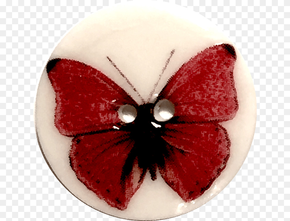 Red Butterfly Button Porcelain, Accessories, Jewelry, Art, Pottery Free Png