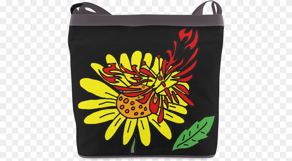 Red Butterfly On Yellow Daisy Art Crossbody Bags Shoulder Bag, Accessories, Handbag, Purse, Tote Bag Png Image