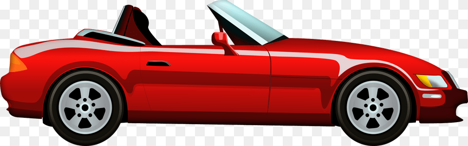 Red Cabriolet Car Clip Art Cartoon Convertible Car, Alloy Wheel, Vehicle, Transportation, Tire Free Png