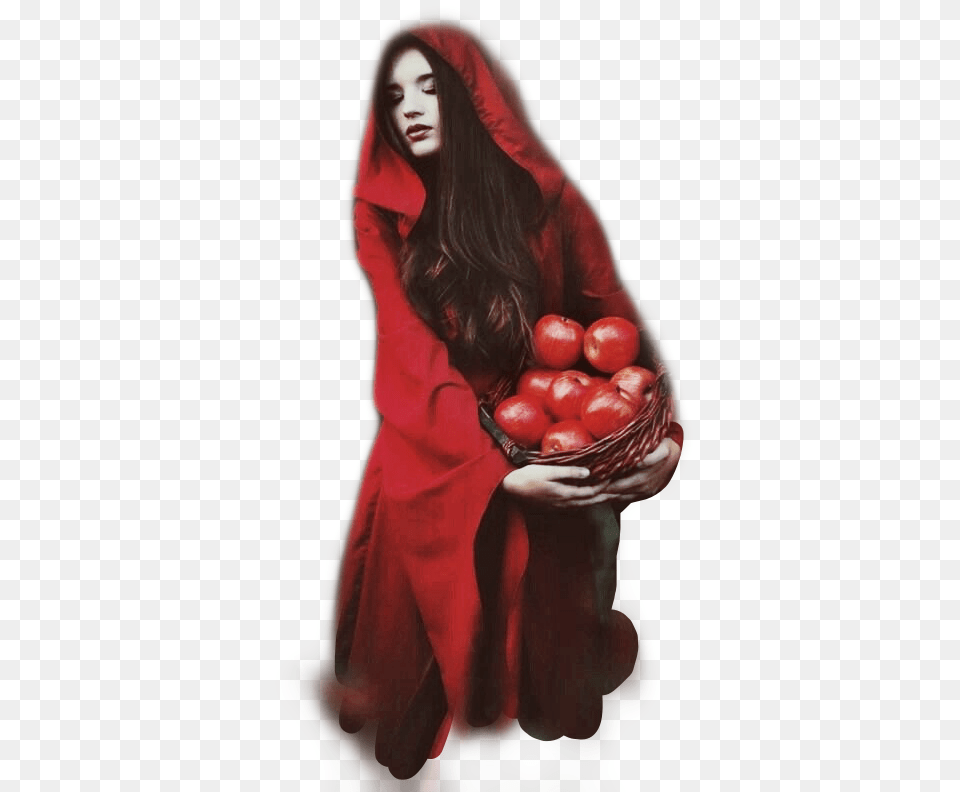 Red Cape Apples Basket Brunette Girl Hood Freetoedit Photography, Adult, Person, Woman, Female Png Image