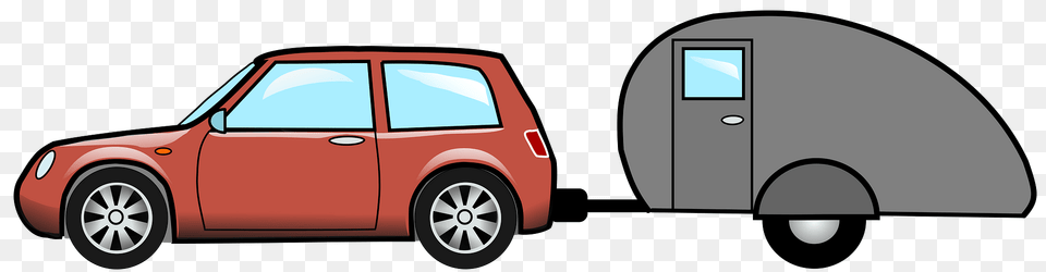 Red Car And Gray Camper Clipart, Vehicle, Truck, Pickup Truck, Transportation Free Transparent Png