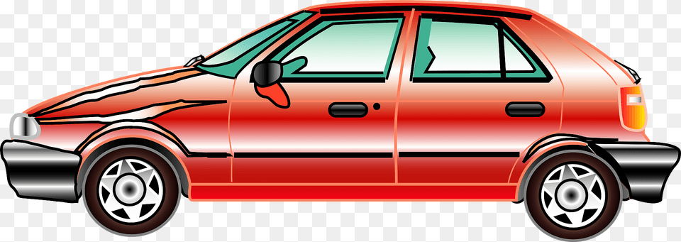 Red Car Clipart, Wheel, Vehicle, Machine, Sedan Png Image