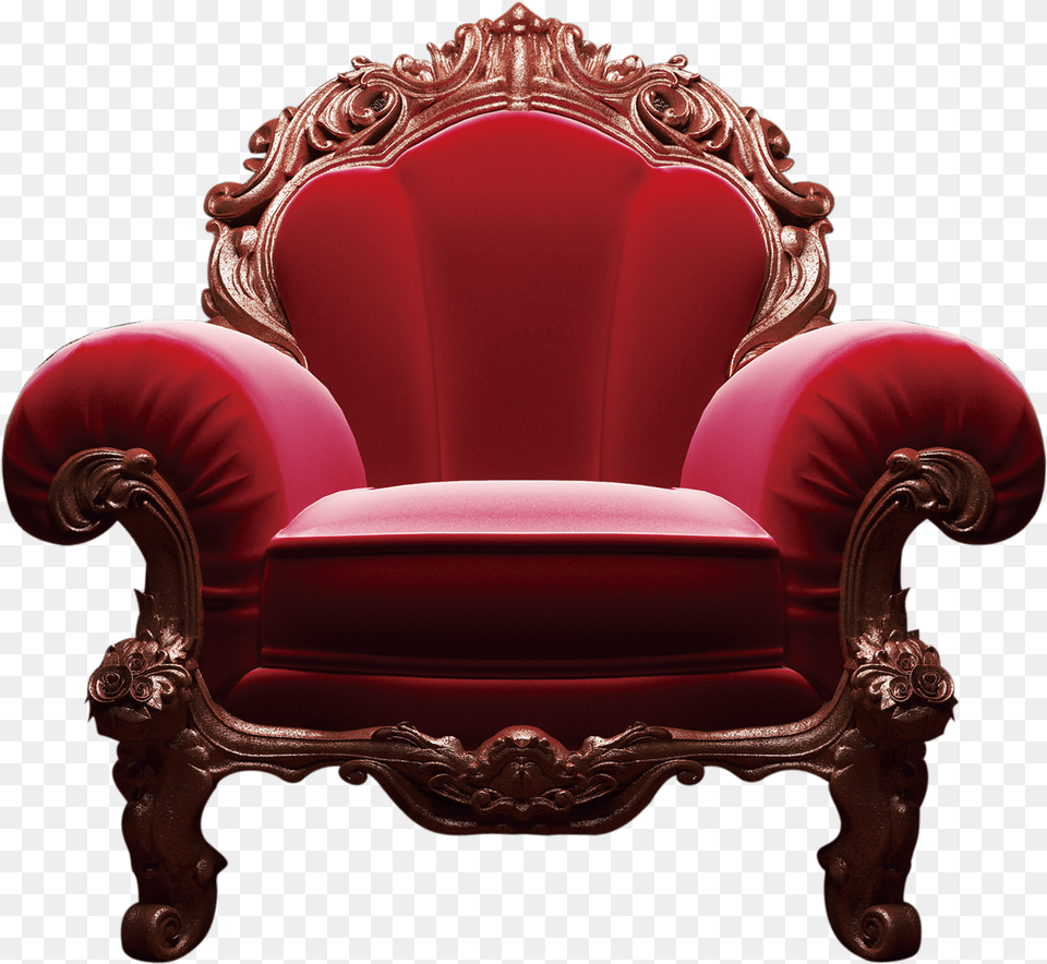 Red Chair Single Red Sofa, Furniture, Armchair, Throne Free Png Download