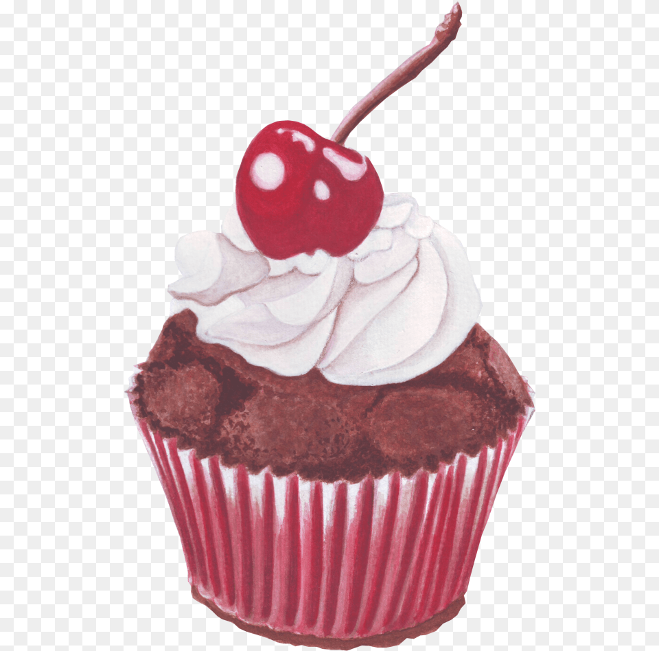 Red Cherry Chocolate Cupcake Art, Cake, Cream, Dessert, Food Free Png