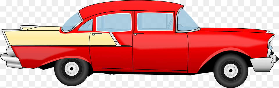 Red Chevrolet 55 With Yellow Fins Clipart, Pickup Truck, Transportation, Truck, Vehicle Free Transparent Png