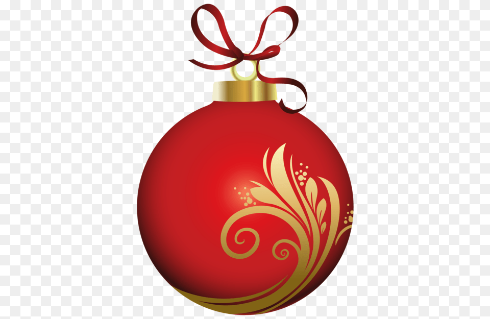 Red Christmas Ball With Decoration Clipar, Accessories, Ornament, Bottle Png Image