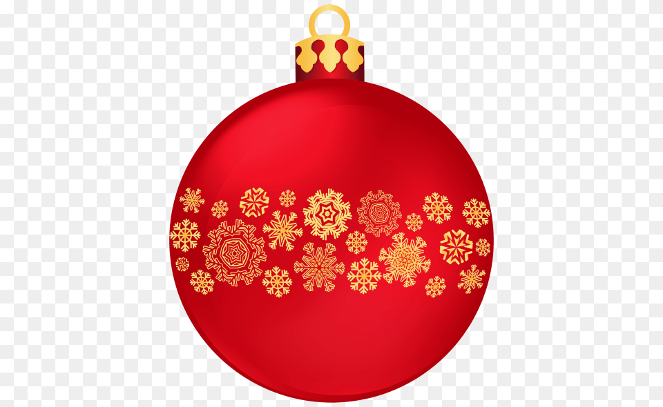 Red Christmas Ball With Snowflakes, Accessories, Ornament, Lamp Png Image