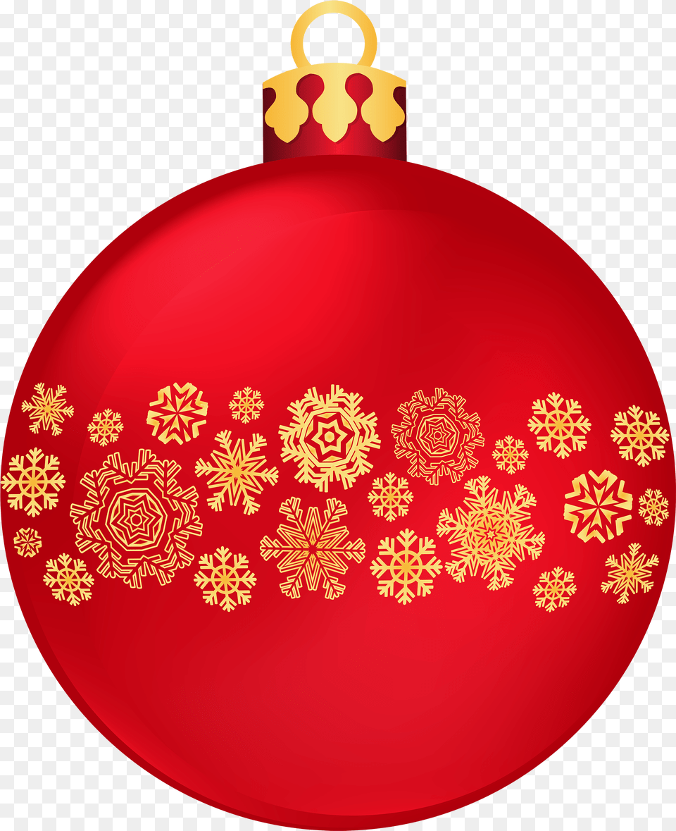 Red Christmas Ball With Snowflakes Clipart Clip Art Christmas Balls, Accessories, Ornament Free Png Download