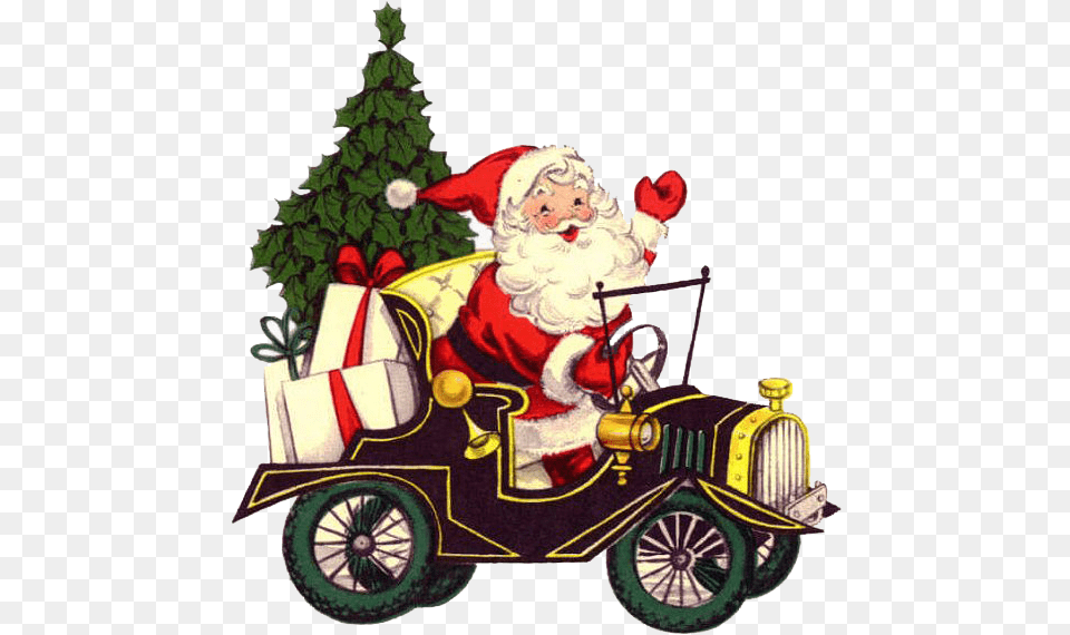 Red Christmas Car Image Arts Christmas Clip Art Car Tree, Machine, Wheel, Baby, Person Png
